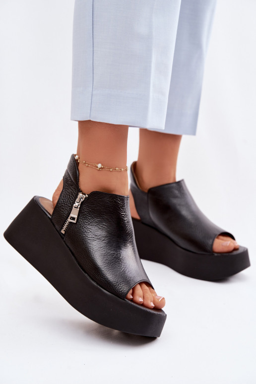 Piel Sandalias plataforma Zazoo 1792 de color negro