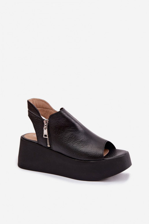 Piel Sandalias plataforma Zazoo 1792 de color negro