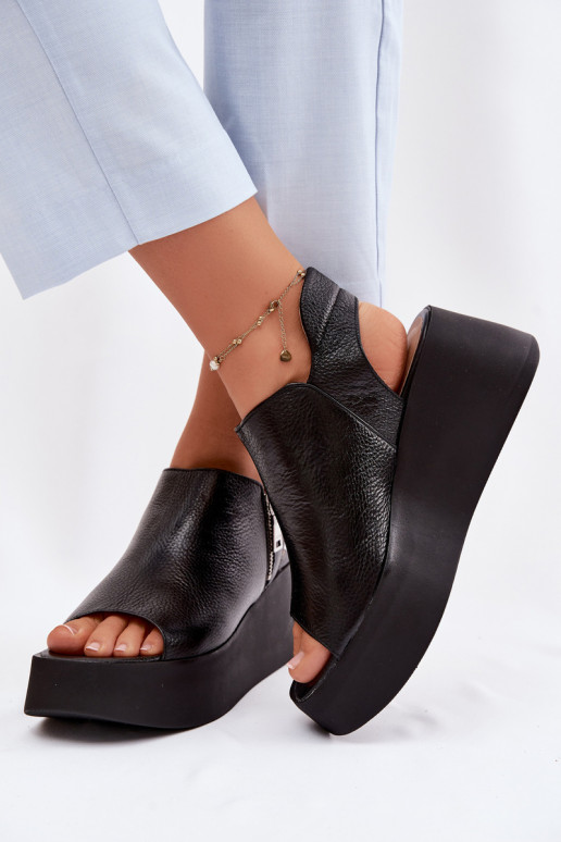Piel Sandalias plataforma Zazoo 1792 de color negro