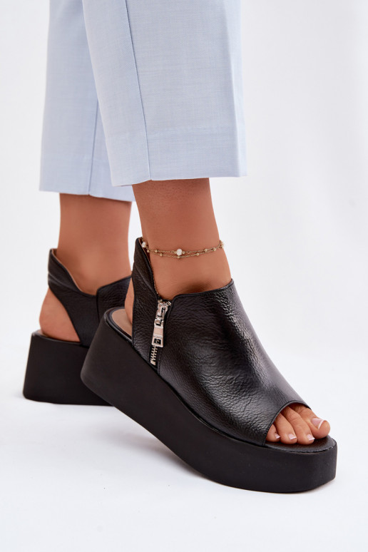 Piel Sandalias plataforma Zazoo 1792 de color negro