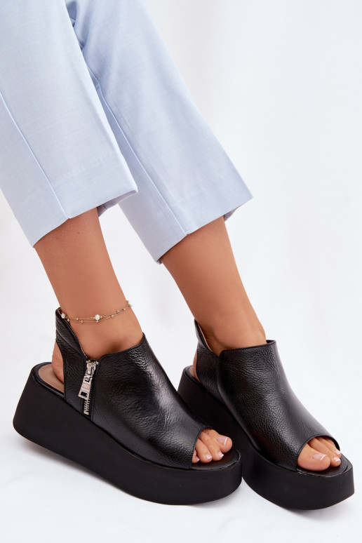 Piel Sandalias plataforma Zazoo 1792 de color negro