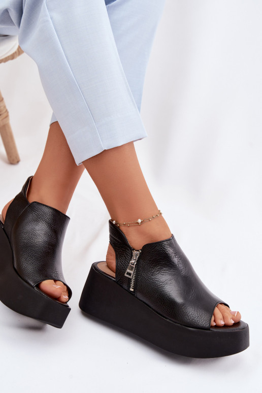 Piel Sandalias plataforma Zazoo 1792 de color negro