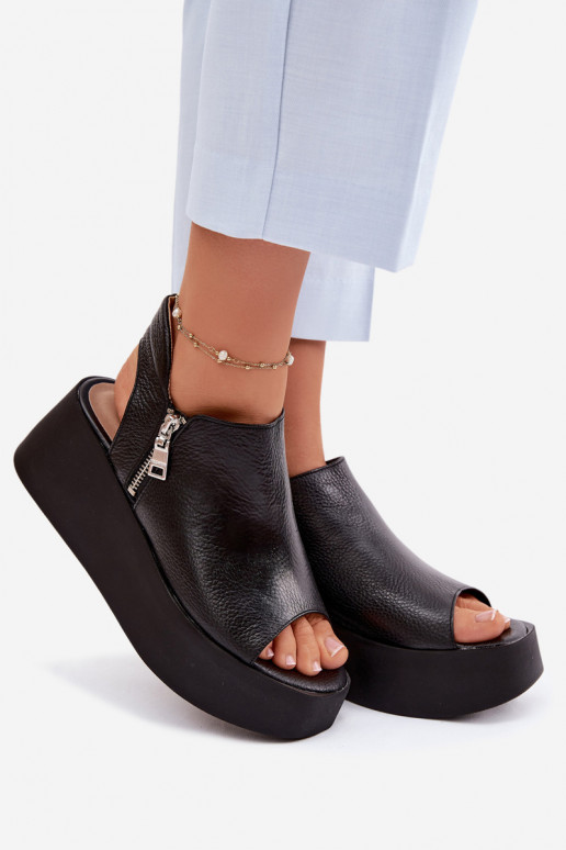 Piel Sandalias plataforma Zazoo 1792 de color negro