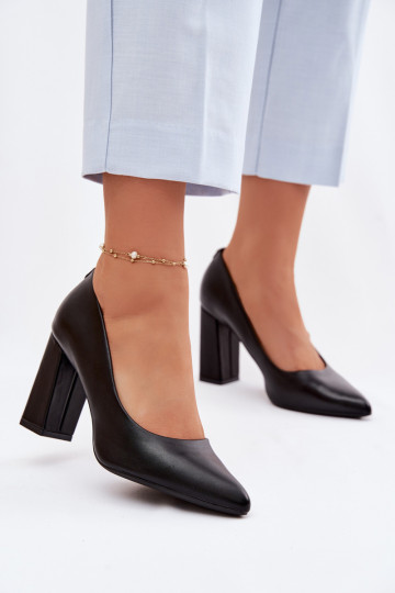 Zapatos con tacones de cuero ecológico Sergio Leone PB216 de color negro