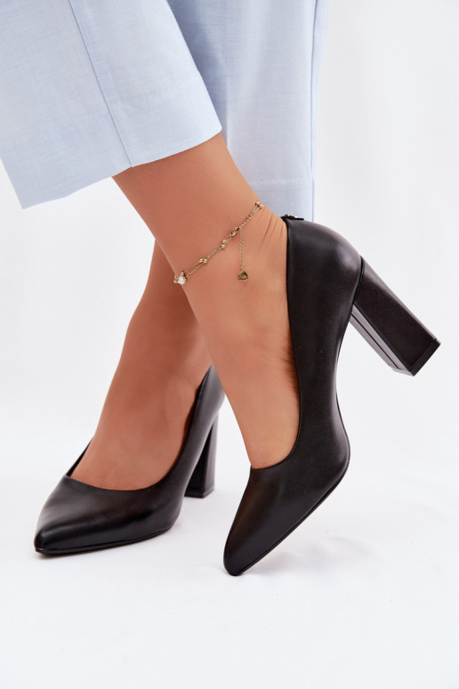 Zapatos con tacones de cuero ecológico Sergio Leone PB216 de color negro