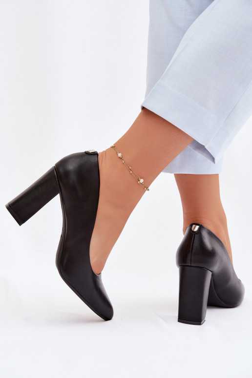 Zapatos con tacones de cuero ecológico Sergio Leone PB216 de color negro