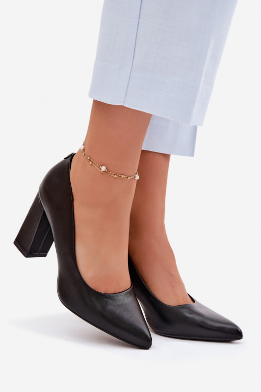 Zapatos con tacones de cuero ecológico Sergio Leone PB216 de color negro