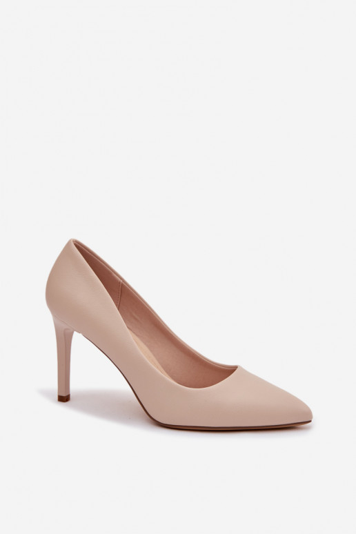 Eko Piel zapatos de tacón alto Sergio Leone 1339 color marfil