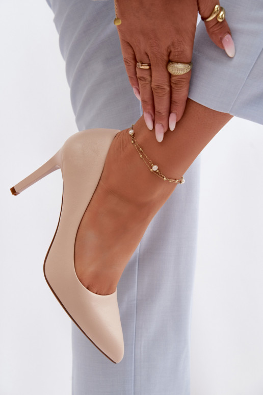 Eko Piel zapatos de tacón alto Sergio Leone 1339 color marfil