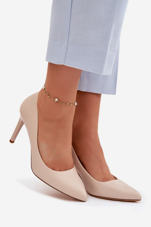 Eko Piel zapatos de tacón alto Sergio Leone 1339 color marfil