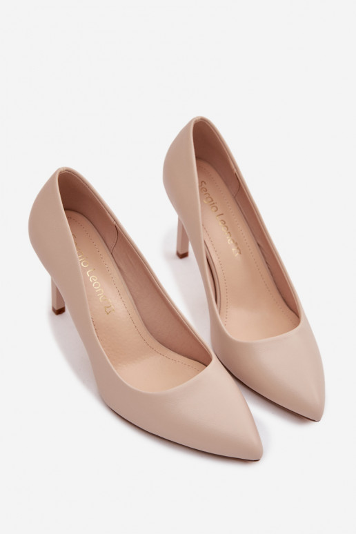 Eko Piel zapatos de tacón alto Sergio Leone 1339 color marfil