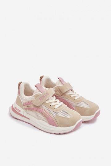 zapatos zapatillas de deporte para niños Big Star TT374151 HI-POLY SYSTEM beige-color rosa
