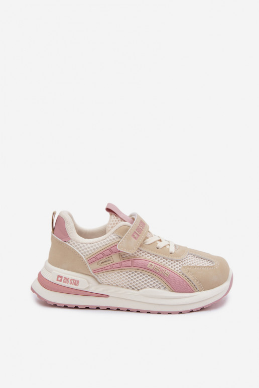 zapatos zapatillas de deporte para niños Big Star TT374151 HI-POLY SYSTEM beige-color rosa