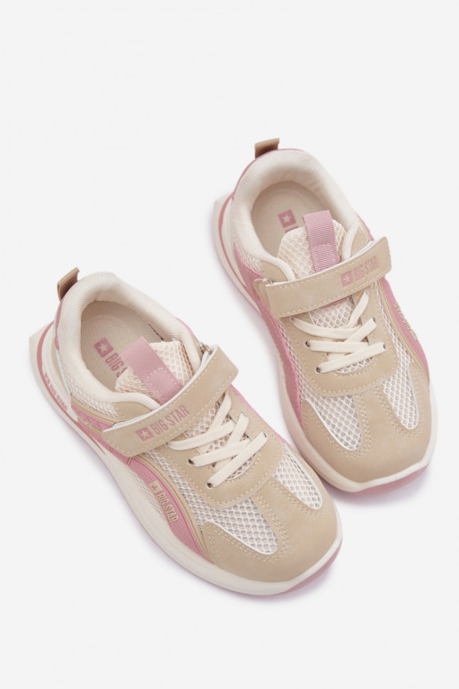 zapatos zapatillas de deporte para niños Big Star TT374151 HI-POLY SYSTEM beige-color rosa