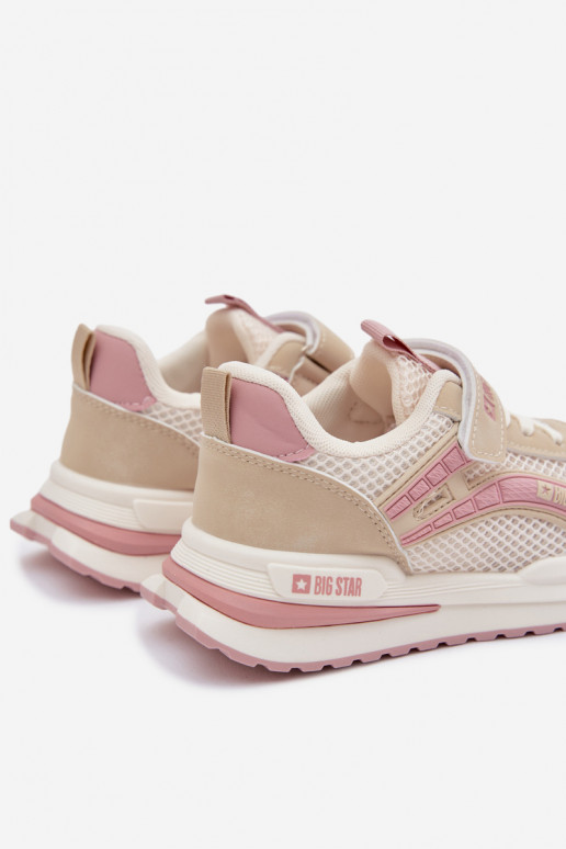 zapatos zapatillas de deporte para niños Big Star TT374151 HI-POLY SYSTEM beige-color rosa