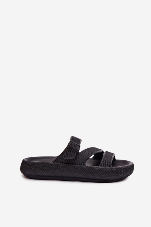 Zapatillas ligeras zapatillas de mujer con rayas I con hebillas Big Star TT274A037 de color negro