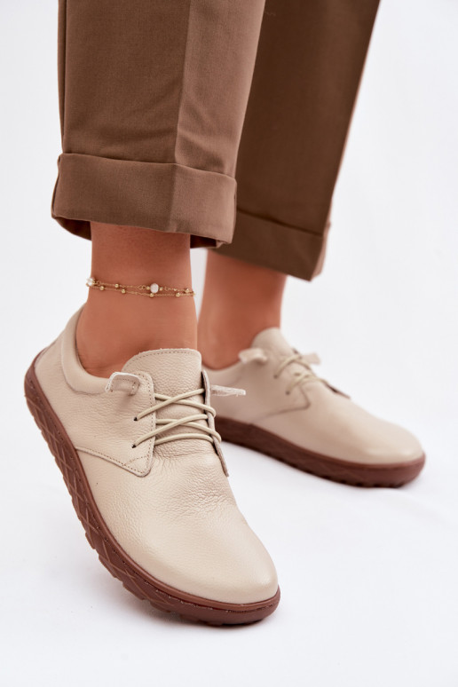 Piel zapatos Barefoot Femenino Zazoo 10189 beige