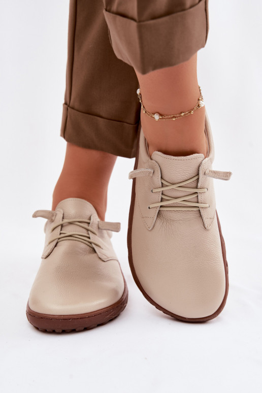 Piel zapatos Barefoot Femenino Zazoo 10189 beige