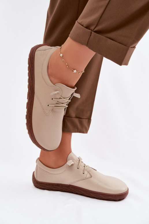 Piel zapatos Barefoot Femenino Zazoo 10189 beige