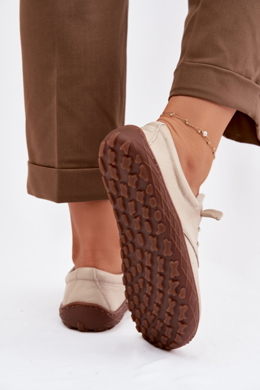 Piel zapatos Barefoot Femenino Zazoo 10189 beige