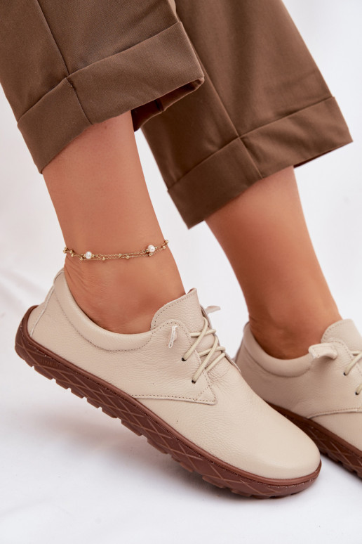 Piel zapatos Barefoot Femenino Zazoo 10189 beige