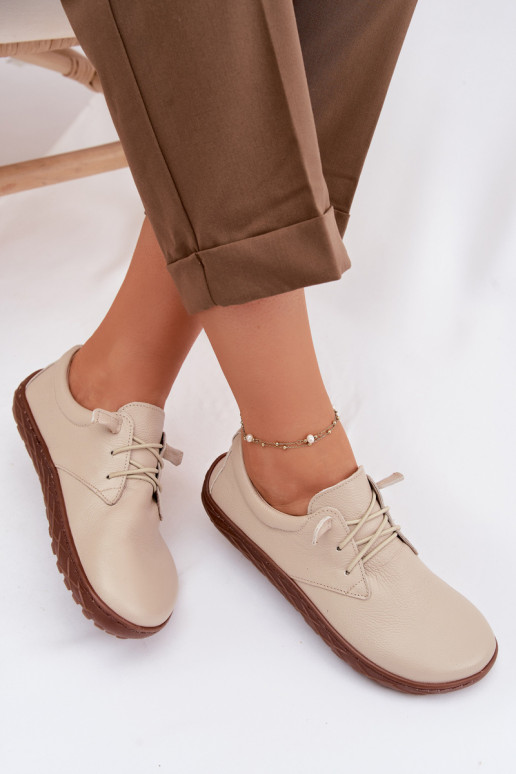 Piel zapatos Barefoot Femenino Zazoo 10189 beige