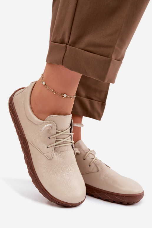 Piel zapatos Barefoot Femenino Zazoo 10189 beige