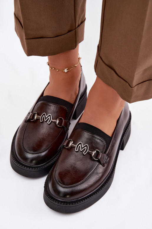 Piel mocasines de mujer Con decoraciones Detalem Vinceza 39985 CzekoladoAe