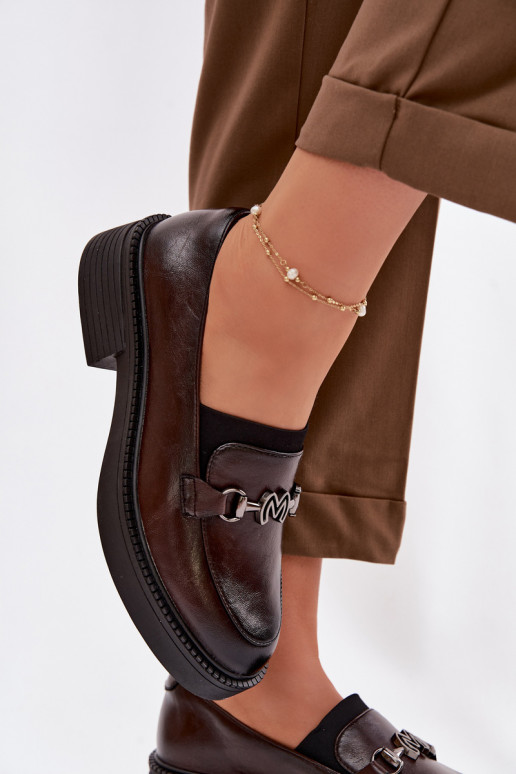 Piel mocasines de mujer Con decoraciones Detalem Vinceza 39985 CzekoladoAe