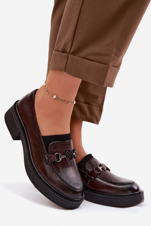 Piel mocasines de mujer Con decoraciones Detalem Vinceza 39985 CzekoladoAe