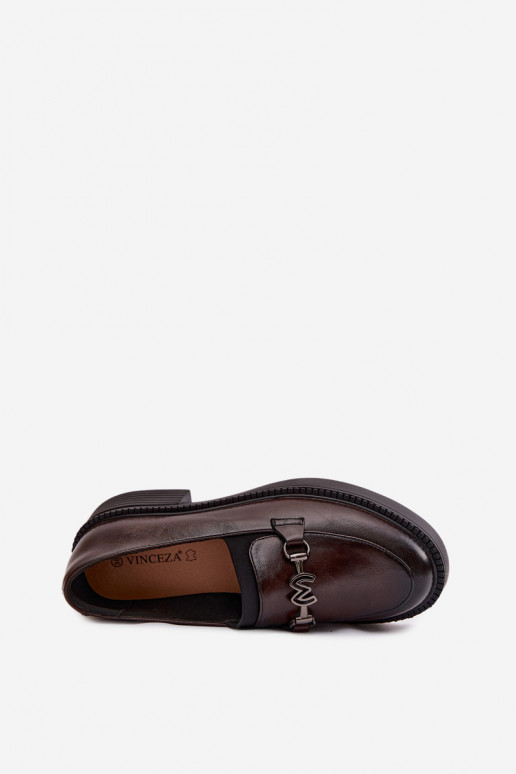 Piel mocasines de mujer Con decoraciones Detalem Vinceza 39985 CzekoladoAe