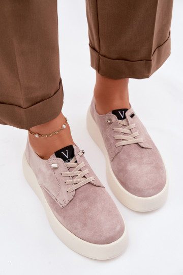 de gamuza zapatos Femenino con una plataforma Vinceza 79605 beige