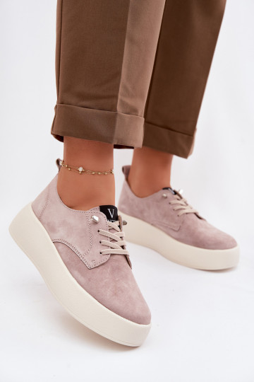 de gamuza zapatos Femenino con una plataforma Vinceza 79605 beige 2