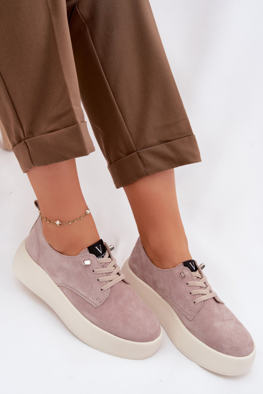 de gamuza zapatos Femenino con una plataforma Vinceza 79605 beige