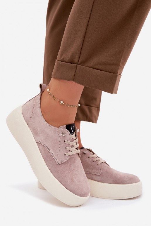 de gamuza zapatos Femenino con una plataforma Vinceza 79605 beige