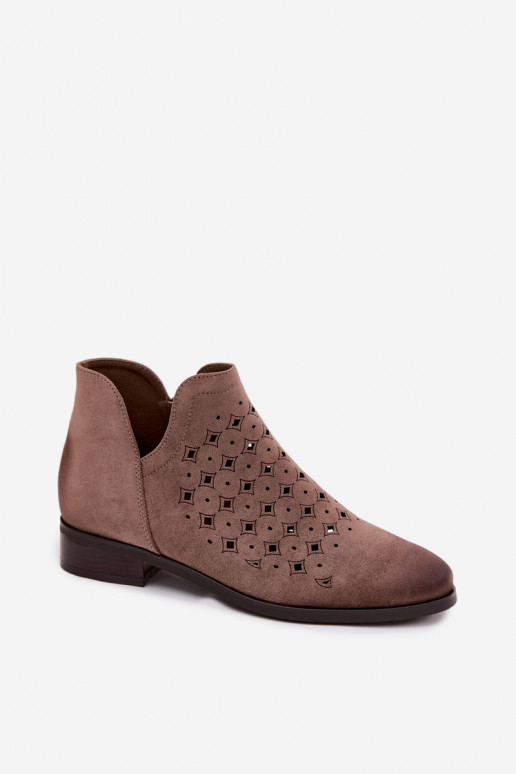 Botas caladas Femenino con tacones anchos Vinceza 58626 beige