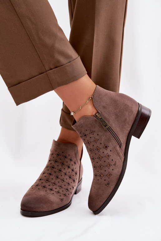 Botas caladas Femenino con tacones anchos Vinceza 58626 beige