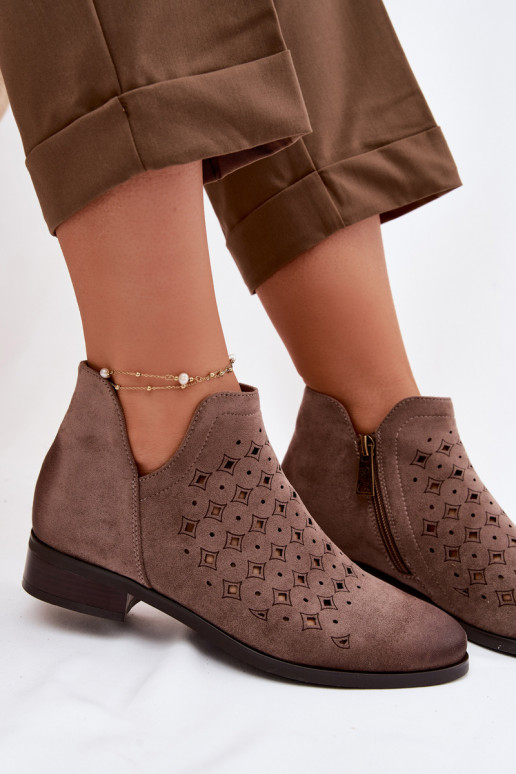 Botas caladas Femenino con tacones anchos Vinceza 58626 beige