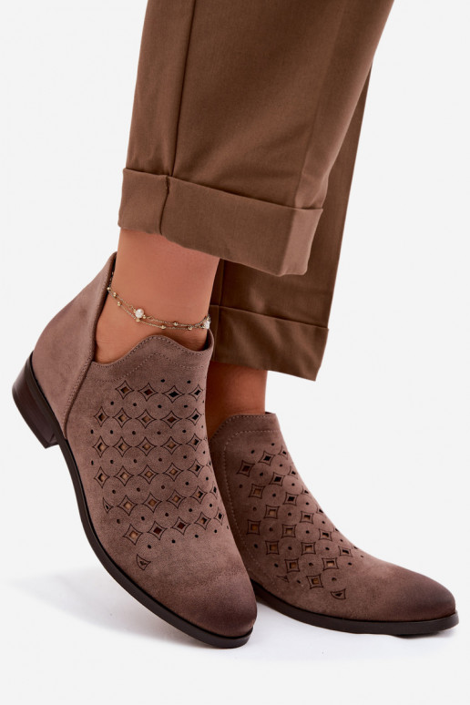 Botas caladas Femenino con tacones anchos Vinceza 58626 beige