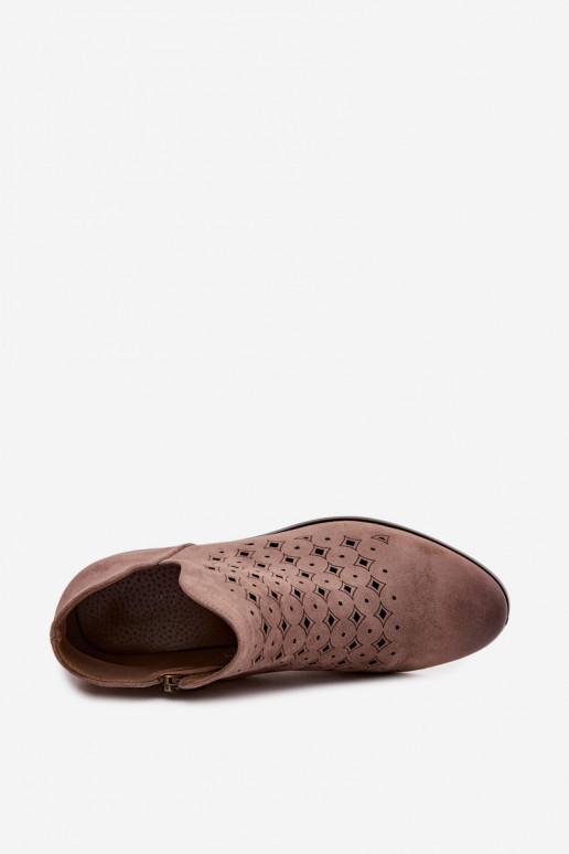 Botas caladas Femenino con tacones anchos Vinceza 58626 beige