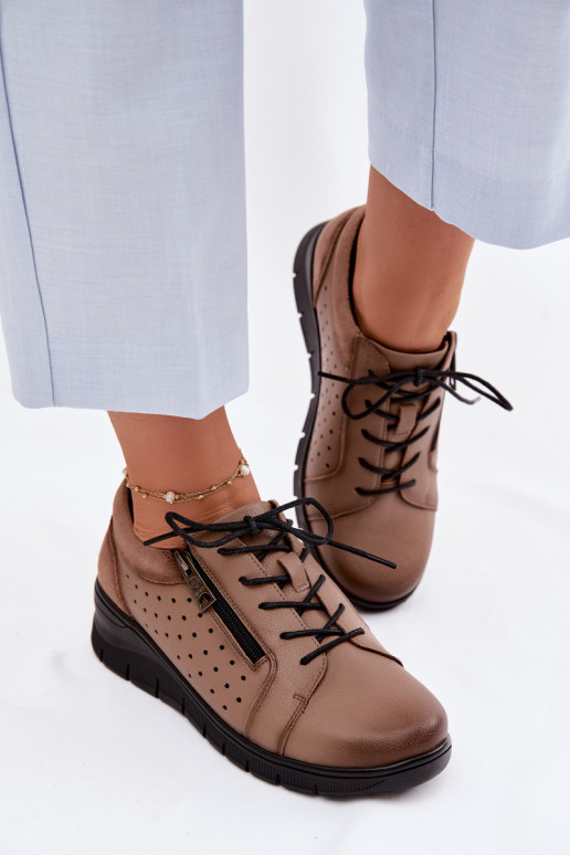 Piel zapatos Femenino con una plataforma Vinceza 39977 beige