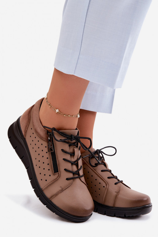 Piel zapatos Femenino con una plataforma Vinceza 39977 beige