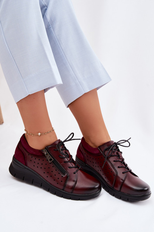 Piel zapatos Femenino con una plataforma Vinceza 39977 borgoña