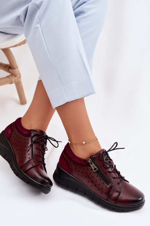 Piel zapatos Femenino con una plataforma Vinceza 39977 borgoña