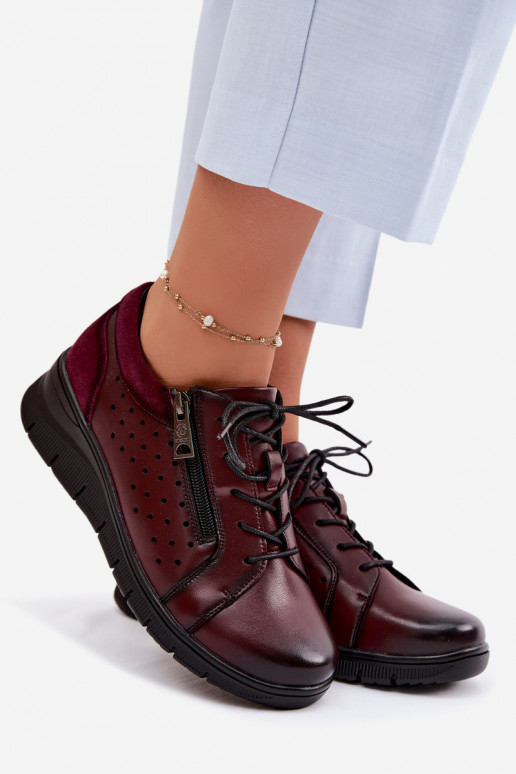 Piel zapatos Femenino con una plataforma Vinceza 39977 borgoña