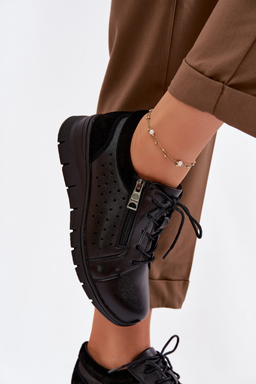 Piel zapatos Femenino con una plataforma Vinceza 39977 de color negro