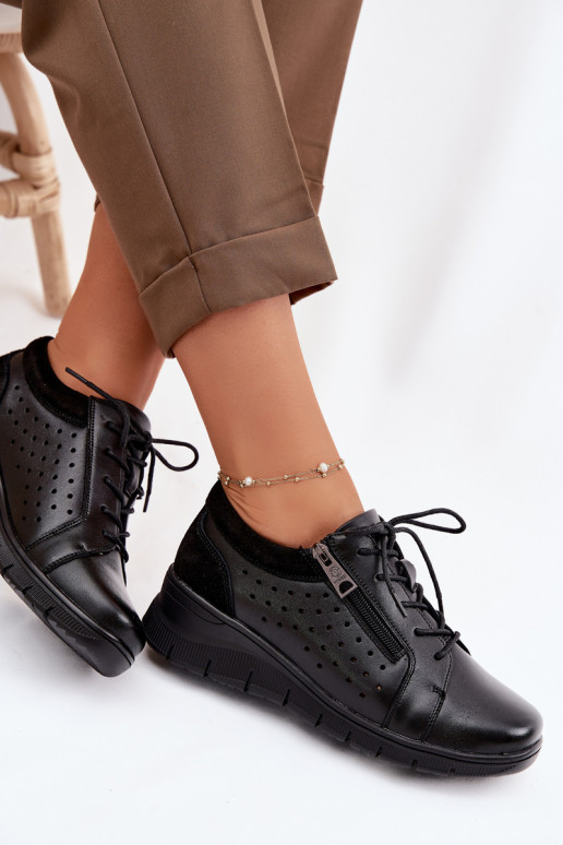 Piel zapatos Femenino con una plataforma Vinceza 39977 de color negro