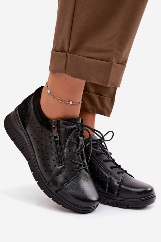 Piel zapatos Femenino con una plataforma Vinceza 39977 de color negro