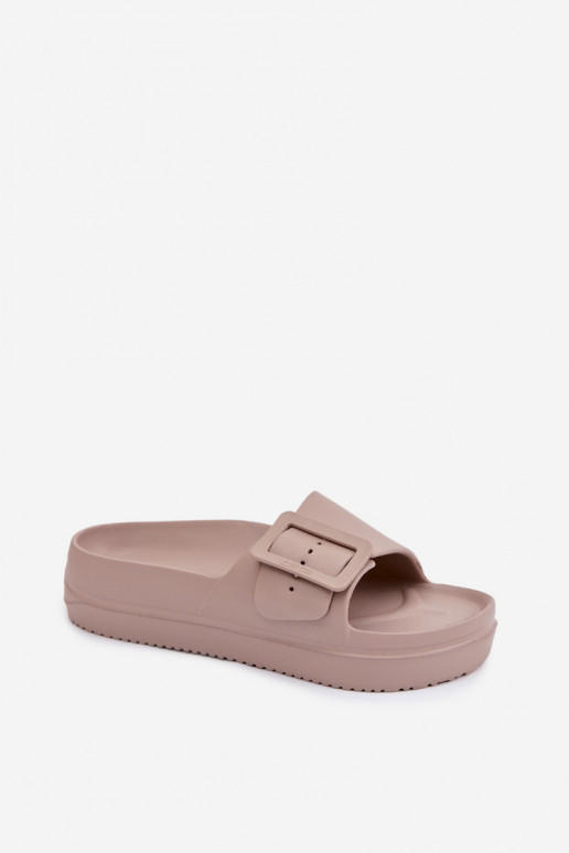 Zapatillas de mujer con espuma. con una plataforma con hebillas Big Star TT274A079 beige