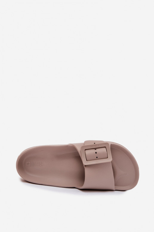 Zapatillas de mujer con espuma. con una plataforma con hebillas Big Star TT274A079 beige